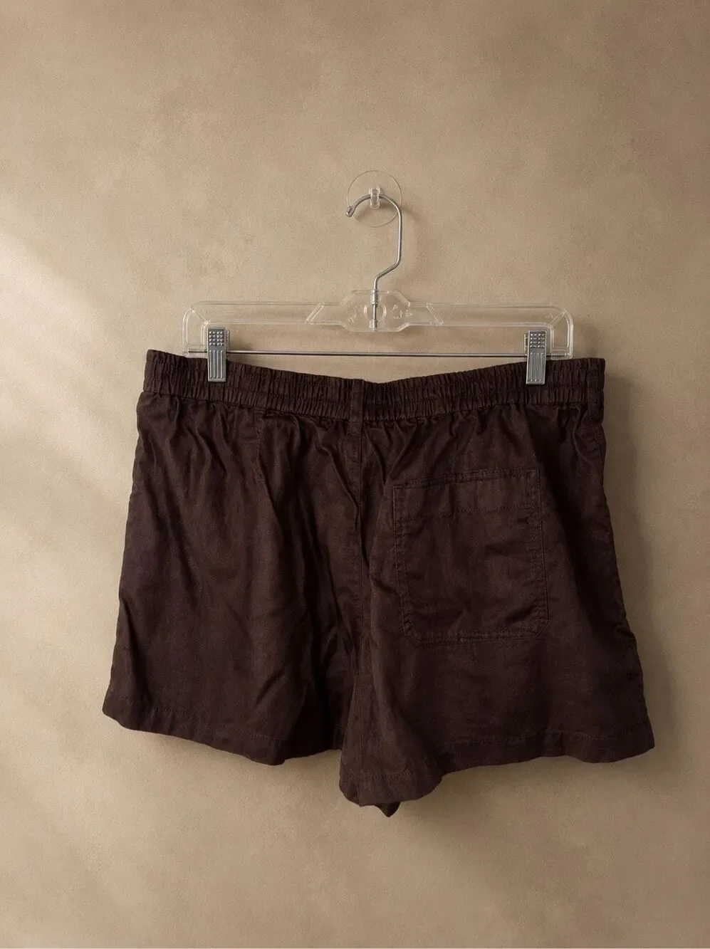 Uniqlo XL Linen Cotton High Waist Pleated Shorts Dark Brown